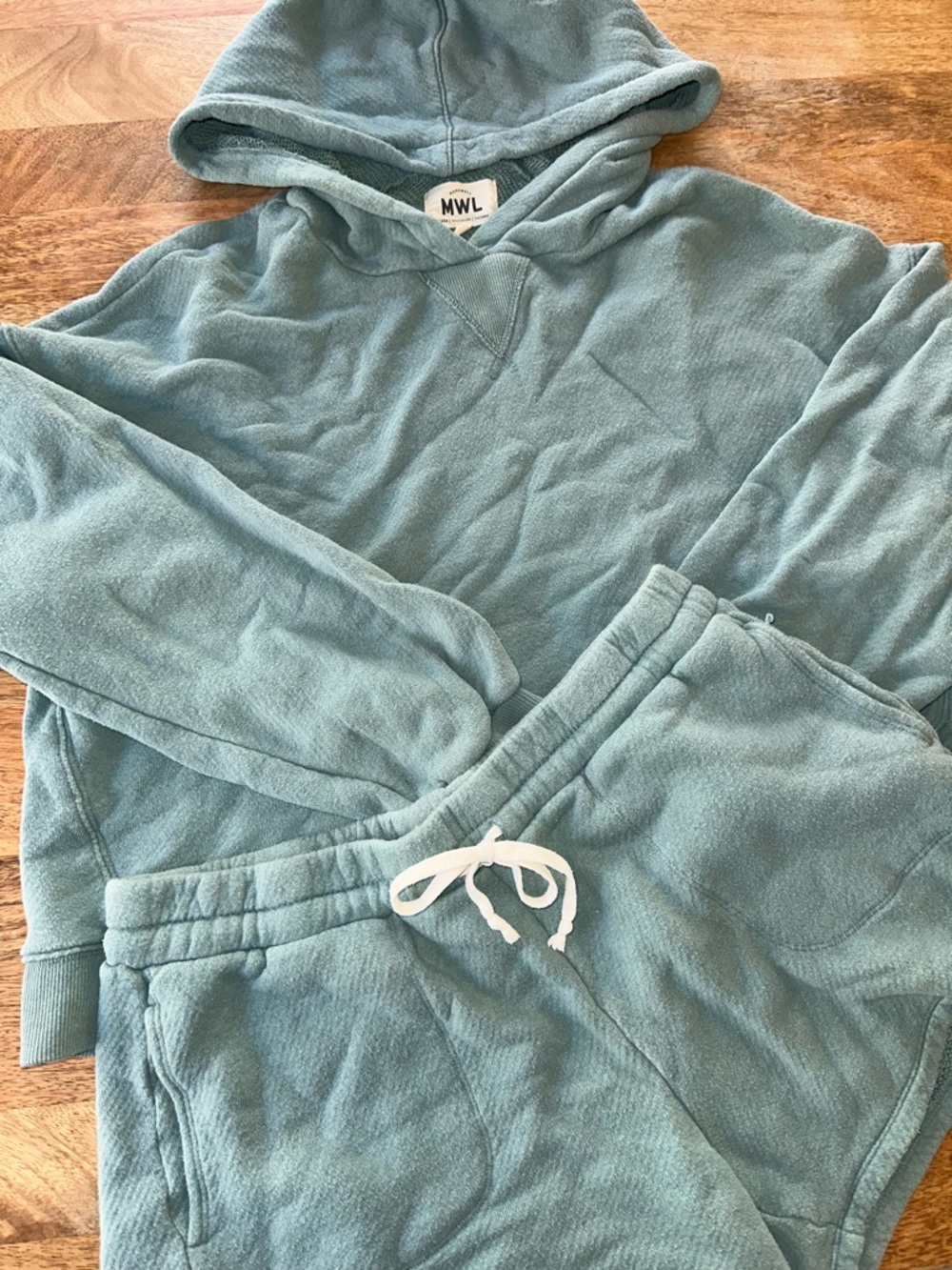 Madewell - two piece terry set, teal, size L